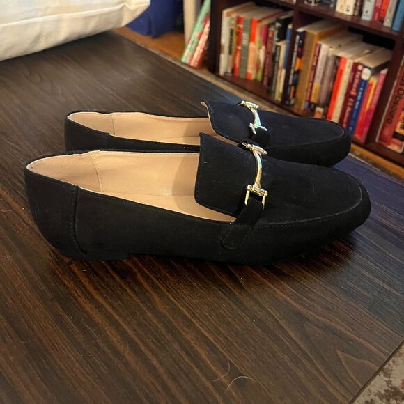 Black Suede Loafers with Gold Trim –US 8.5 - Picture 7 of 7